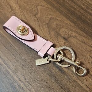 Coach Pink Leather Key Holder with Gold Accents